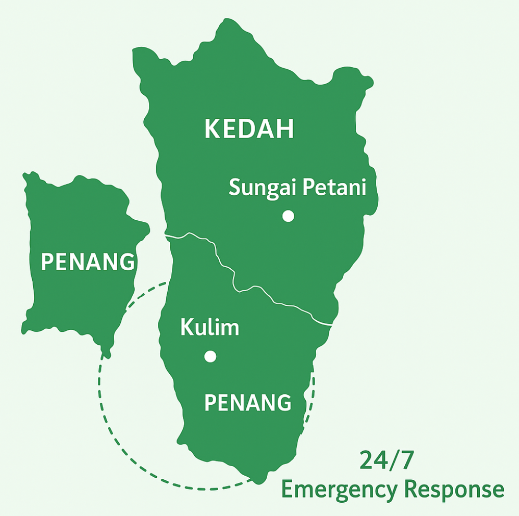C19 Sewage Unclogging Service Coverage Map - Kedah and Penang