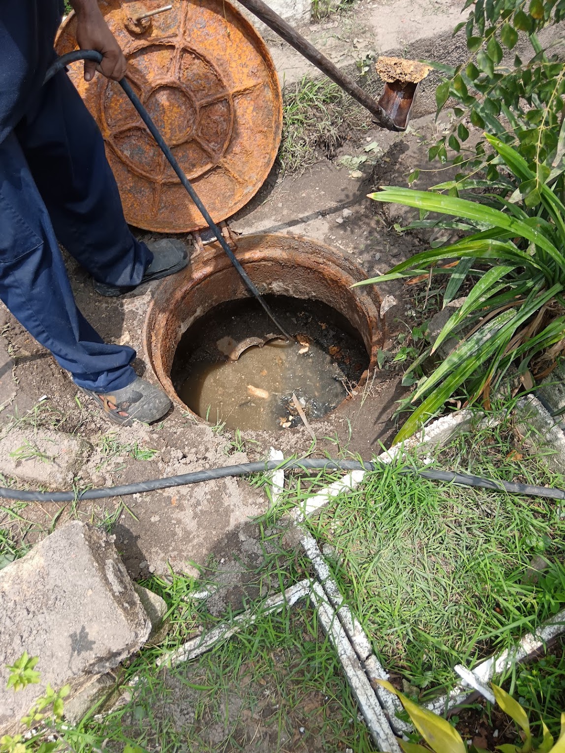 Before Hydro Jetting - Blocked Sewage Line