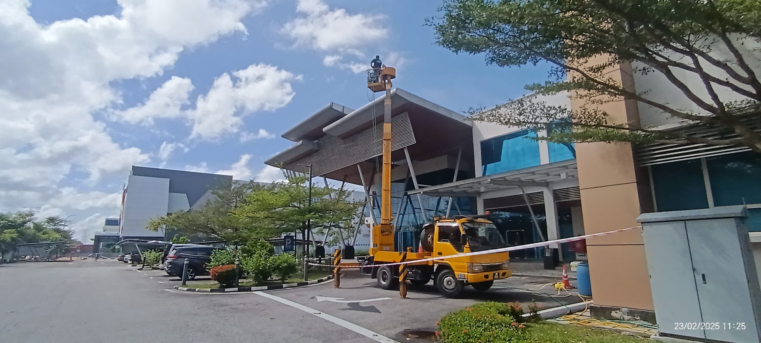 Professional facade softwash cleaning service in Malaysia using specialized equipment